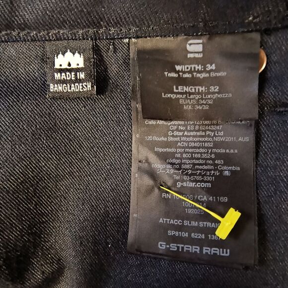 G-Star Raw Attacc Jeans Men’s 36X32 Blue Slim Straight Button Fly - Picture 5 of 6